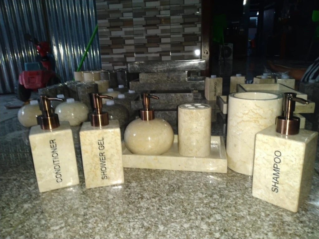 Set Perlengkapan Kamar Mandi Marmer Mewah (Set 5 Pcs)